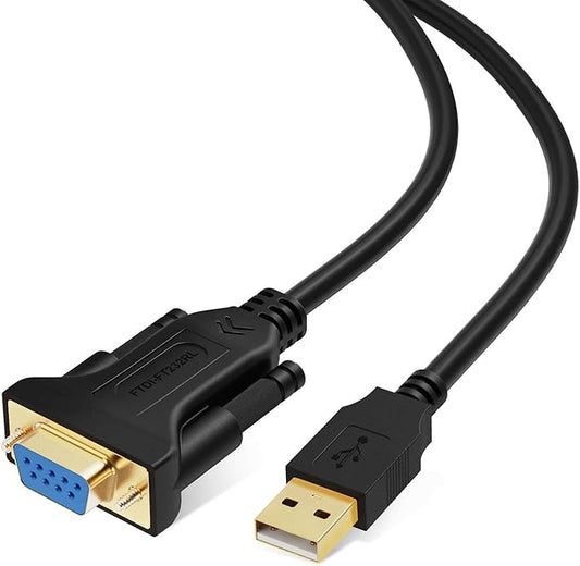 CableCreation USB to RS232 Serial Adapter (FTDI Chip), 10 Feet USB to DB9 Female Converter Cable for Windows 11, 10, 8.1, 8, 7, Vista, XP, 2000, Linux and Mac OS X, macOS, 3 Meters/Black