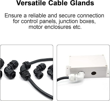 LeMotech M20 Cable Gland, 90 Degree Adjustable 9-14mm Strain Relief, Cord Connectors Nylon Joints with Gaskets, 6 Pcs, Grey