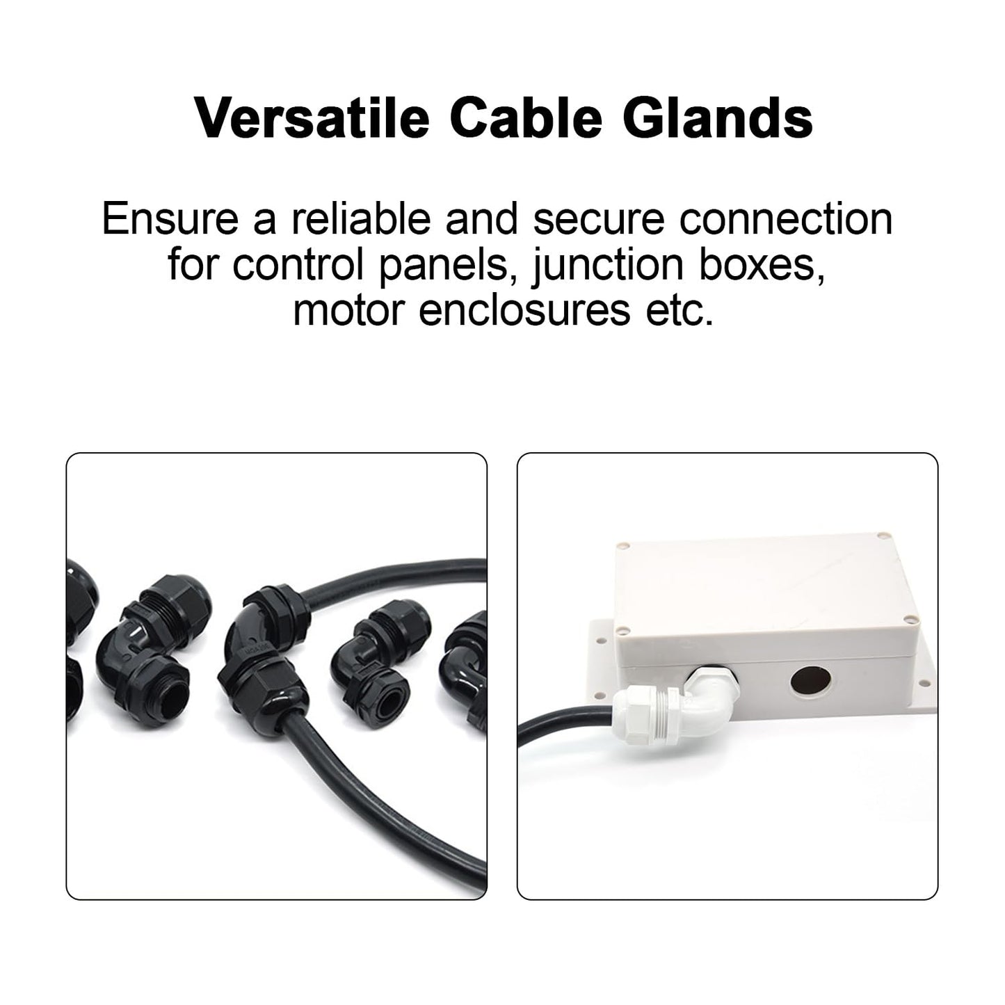 LeMotech M25 Cable Gland, 90 Degree Adjustable 13-18mm Strain Relief, Cord Connectors Nylon Joints with Gaskets, 2 Pcs, Grey