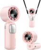 3-in-1 Portable Handheld Turbo Fan-100 Speeds, 15000 RPM, 10Hrs Cooling, LED Display, 90° Rotation, USB Rechargeable Battery Powered, Mini Foldable Hand Held Personal Fan for Women Men (Pink)