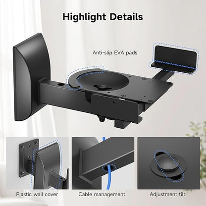 suptek Large Dual Side Clamping Bookshelf Speaker Wall Mounting Bracket for Large Surrounding Sound Speakers, Hold up to 66lbs Black SPM201XL