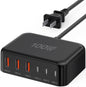 USB Fast Charger Block 50% Smaller 100W Max 6-Port GaN USB Charging Station
