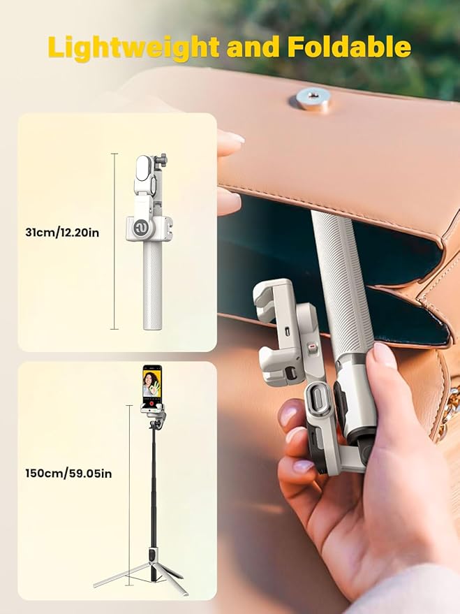 Smartphone Gimbal Stabilizer, Smart Face Tracking Tripod Without APP - 4 in 1 Cellphone Gimbal Stabilizer for iPhone&Android Extended 108cm Rod with RGB Fill Light,M2PRO White