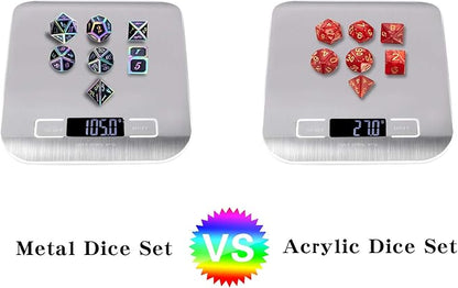 DNDND Rainbow Edge 7 Pieces Metal Dice Set DND Polyhedarl Heavy D&D Dice Set with Metal Tin for Dungeons and Dragons and Role Playing Game