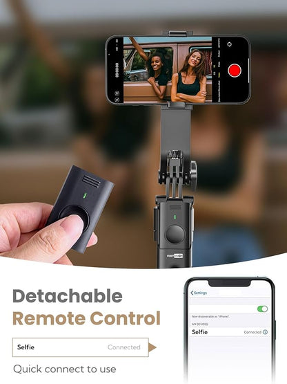 Auto Face Tracking Tripod for iPhone 360°Rotation,Selfie Stick for Android w/Remote&Ground Spike,68” Phone Tripod Stand That Follows Your Movement for Video Recording,Vlogging(R01)