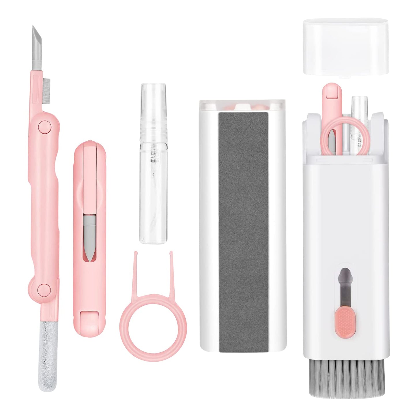7-in-1 Electronic Cleaner Kit,Keyboard Cleaner,Laptop Cleaner Kit for Monitor, Cell Phone, Headset, Lego, Laptop Camera Lens (Pink)