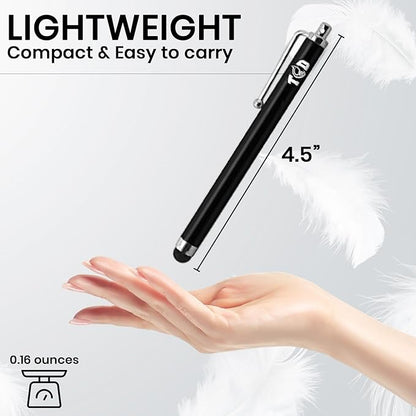 TCD 10-Pack Stylus Pen Set – Universal Capacitive Pen for iPad, iPhone, Tablet, Laptop – Premium Thick Rubber Tip Styluses for All Touchscreen Devices, Black