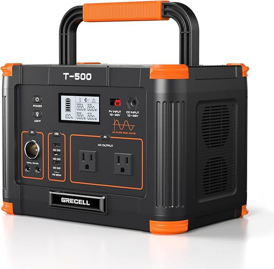 500W Portable Power Station, Solar Generator 519.48Wh Lithium Battery Power