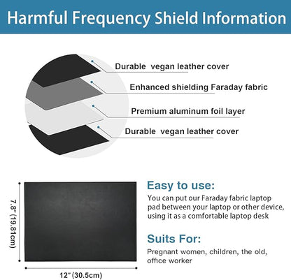 Laptop Pad Protection, Heat Shielding Laptop Pad EMI Blocker Lap Desk, Protector Portable Heat Blocker for Laptop, Tablets and Phones (12"-7.8")
