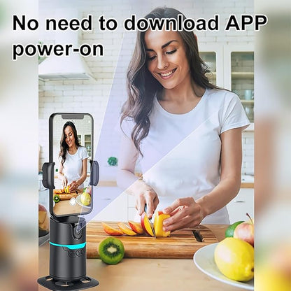 Auto Face Tracking Phone Holder,No App Required,360° Rotation Phone Camera Stand with Remote and Gesture Control, Smart Shooting Stand for Vlog/TIK Tok Live Streaming YouTube Video Record