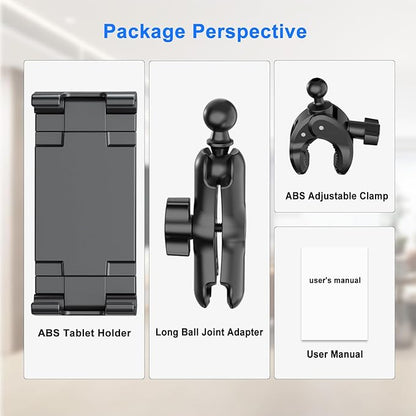 PLDHPRO Tablet Holder for Mic Stand 360° Swivel iPad Music Stand Mount for Microphone with Clamp, Musicians Stage Portable Stands Guitar Tripod Accessories Compatible 5.1-15.6'' Devices
