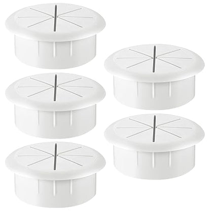 HYCC 5 Pack 2 Inch Flexible Desk Grommet,Organize Wires and Cables on Office Equipment, Computer Components, Entertainment Systems Effectively - Color: White