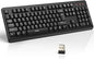 TECKNET Wireless Keyboard, 2.4G Silent Full-Size USB Keyboard with Number Pad, Ergonomic Keys & Foldable Feet, Compatible with Laptop, PC, Desktop, Surface, Windows 11/10/8/7 – QWERTY US Layout, Black