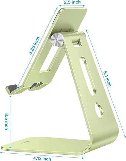 OMOTON Adjustable Tablet Stand for Desk, Upgraded Longer Arms for Greater Stability, T2 Tablet Holder with Hollow Design for Bigger Sized Phones and Tablets Such as iPad Pro/Air/Mini, Green