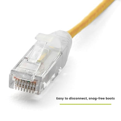 TRUECABLE Cat6 Component Rated Patch Cable, Unshielded (U/UTP), 1ft, Yellow, 28AWG Solid Copper, Snagless 10G High-Speed Ethernet Cable, PoE++ 4PPoE 100W, UL Listed, RoHS-3, 1 Pack