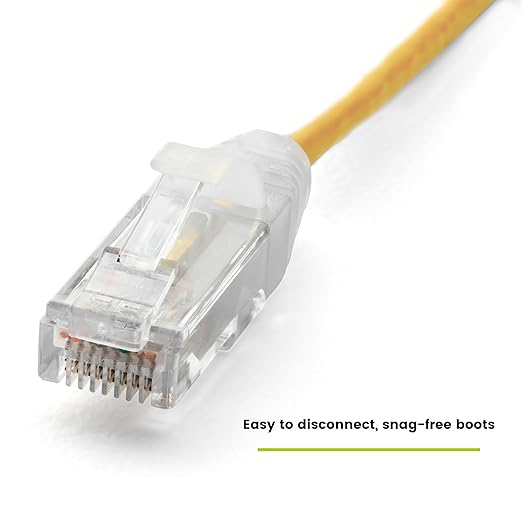 TRUECABLE Cat6 Component Rated Patch Cable, Unshielded (U/UTP), 5ft, Yellow, 28AWG Solid Copper, Snagless 10G High-Speed Ethernet Cable, PoE++ 4PPoE 100W, UL Listed, RoHS-3, 1 Pack