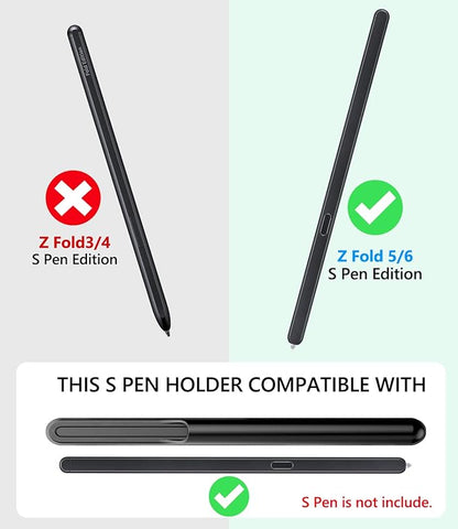 Vihibii for Samsung Galaxy Z Fold 6 Case with S Pen Holder & Card Holder & Slide Camera Cover & Screen Protector & Hinge Protection, Heavy Duty Rugged Wallet Phone Case for Galaxy Z Fold 6, Black