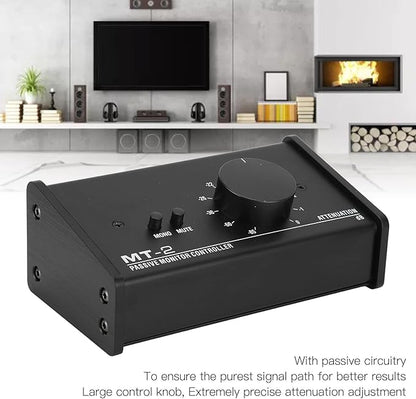 Big Knob Passive Monitor Controller, XLR and 3.5mm Interface Large Volume Knob Mute Control Passive Studio Monitor Controller Stereo Monitor Volume Controller