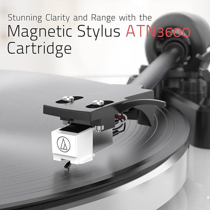 Turntables Record Player for Vinyl with Wireless Output Connectivity Belt-Drive 33 45 RPM Speed Phono Line USB Digital to PC Recording MM Audio Cartridge Stylus Adjustable Counterweight Piano White