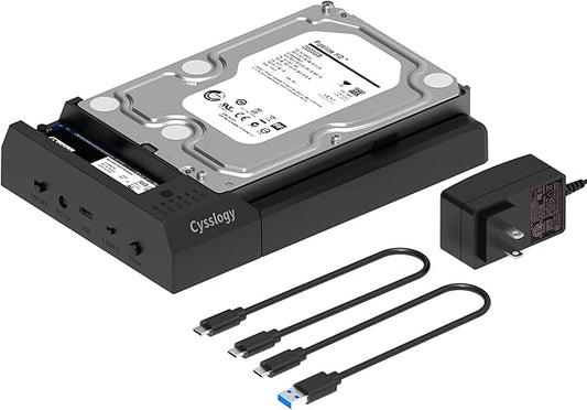 Cysslogy Dual-Bay Hard Drive Docking Station M.2 NVME+ SATA SSD/HDD Enclosure with Offline Clone, USB-C 10Gbps Hard Drive Dock, Tool-Free Design for Windows/Mac/Linux