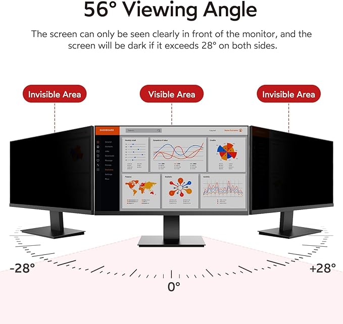BERSEM 27 inch Removable Computer Privacy Screen Filter for 16:9 Ratio Monitor, Anti-Spy, Anti-Glare, Anti-Scratch, UV-Blocking