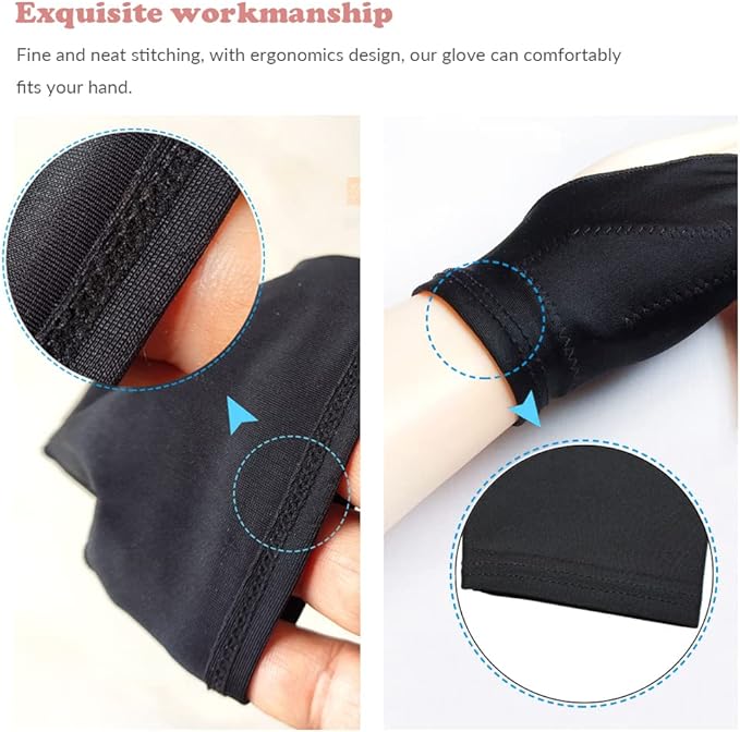 Drawing Glove, 3-Layer Palm Rejection Digital Art Glove for Graphic Tablet, Artist Gloves with Two Fingers for iPad, Paper Sketching, Smudge Guard (2 PCS, Extra small)