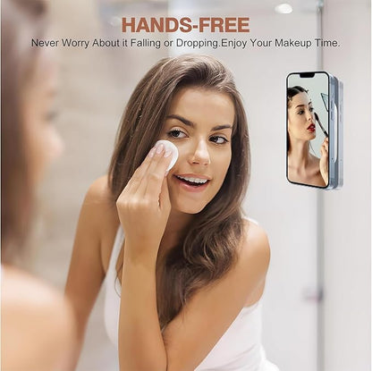 Magnetic Phone Suction Grip, Shower Phone Holder for MagSafe, Octo Phone Sticky Buddy Suction Grip for iPhone 16 15 14 13 12, Birthday Christmas for Women White