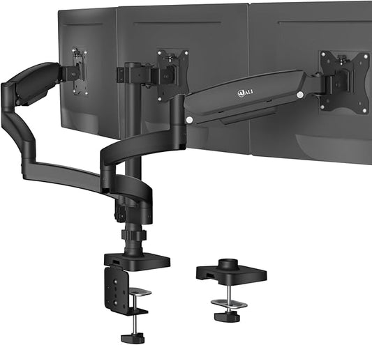 WALI Triple Monitor Mount, 3 Monitor Desk Mount for Screens 13-33 Inch, Multiple Monitors Stand with Tilt, Swivel, Rotation, Mounting Holes 75/100 mm, Black