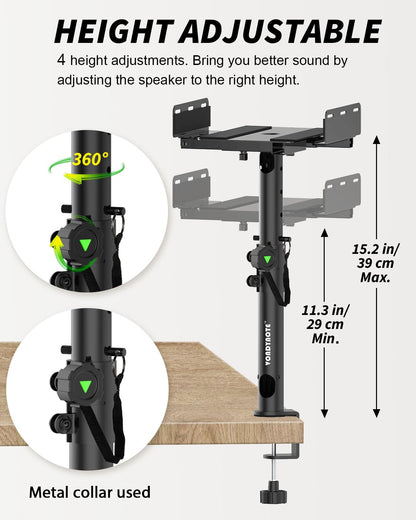Vondynote Dual Side Clamp Desk Studio Monitor Stands with Cable Management
