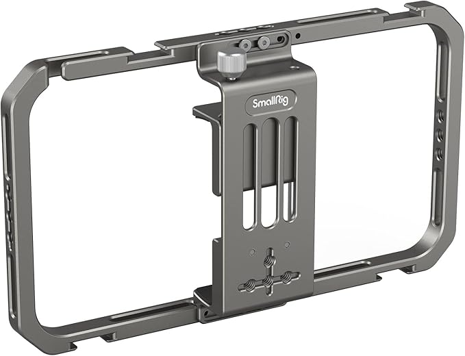 SmallRig Universal Smartphone Video Rig for iPhone 16 15 14 for Samsung, Filmmaking Vlogging Rig Aluminium Alloy Phone Video Cage Grip with Cold Shoe Mount for Videomaker Videographer