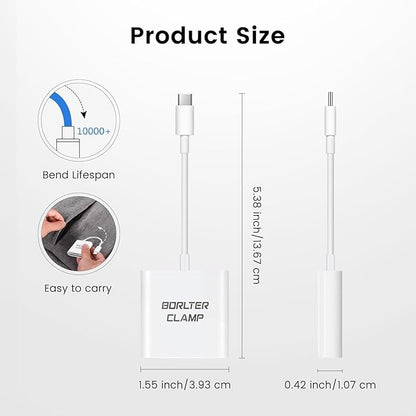 USB C to SD Card Reader, BorlterClamp Type C to SD/Micro SD Memory Card Reader Adapter Compatible with MacBook, Laptops, Tablets, Smartphones