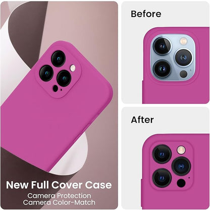 FireNova Designed for iPhone 13 Pro Max Case, Silicone [Camera Protection] Phone Case with [2 Screen Protectors], Soft Anti-Scratch Microfiber Lining Inside, 6.7 inch, Shocking Pink