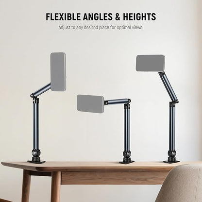 NEEWER Basics Magnetic Cell Phone Holder Stand for Desk & Bed, Tension Adjustable Overhead Desk Mount Compatible with MagSafe iPhone 16 15 Pro Max Plus 14 13 12 for Video Recording Filming, PA089