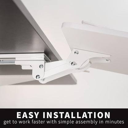 VIVO Adjustable 25 x 10 inch Computer Keyboard and Mouse Platform Tray Ergonomic Under Table Desk Mount Drawer Underdesk Shelf, White, MOUNT-KB03W