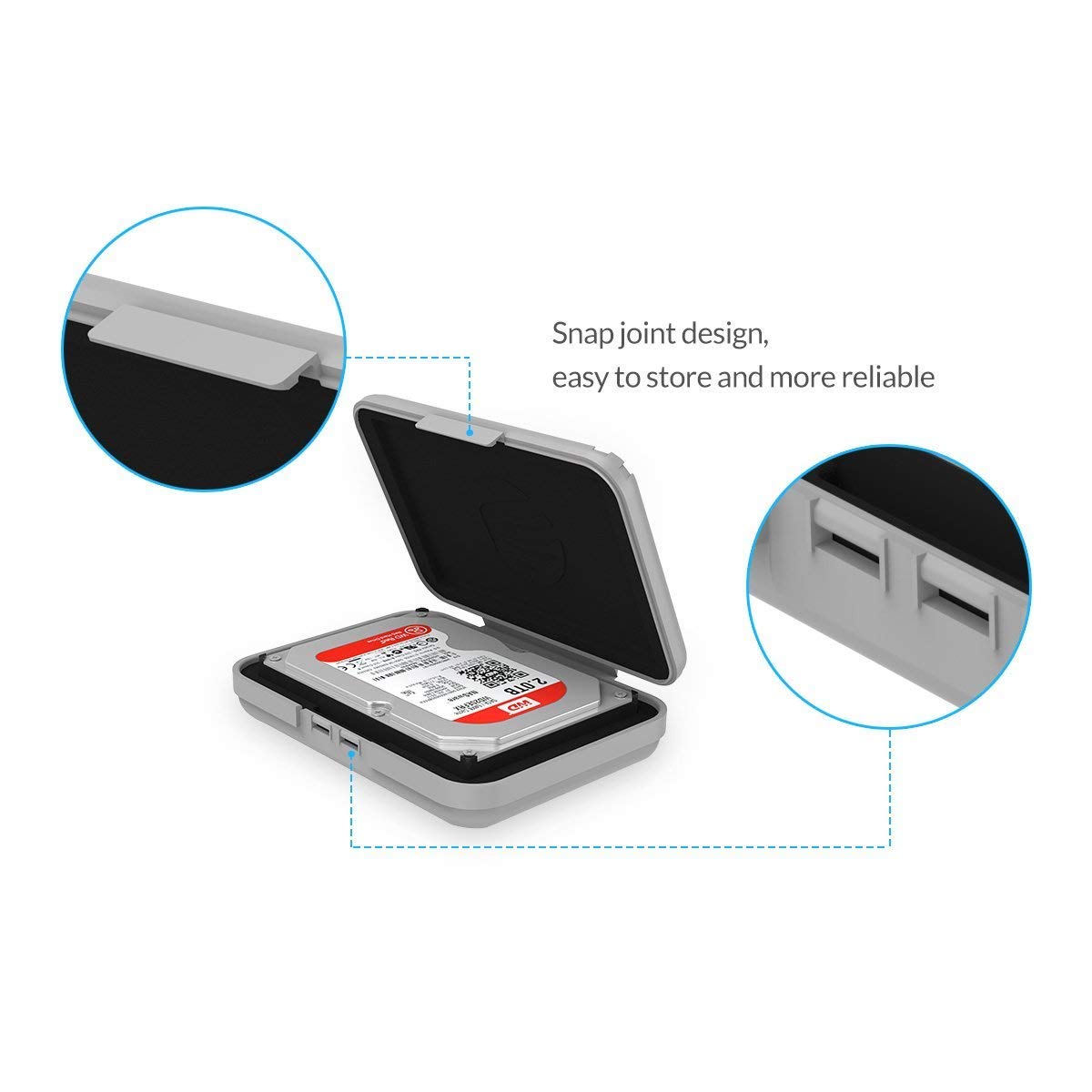 ORICO External Hard Drive Case for 3.5 Inch HDD/SSD 5 Packs Portable Hard Drive Carrying Protective Storage Box Anti-Static and Shockproof -PHX5S