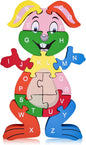 LovesTown Rooster Wooden Puzzles for Toddlers, Montessori ABC Learning Toys for Kids Ages 3-6, 26 Letters, Colorful Educational GIFS