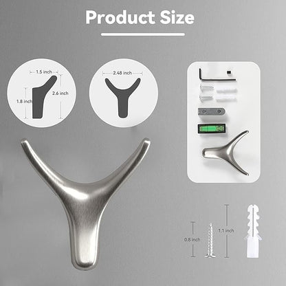 4 Packs Towel Hooks,Coat Hook Cow Head Wall Hooks, Metal Heavy Duty Wall Hooks for Hanging Coats, Hats, Bags, Kitchenware and Towels in Living Room, Kitchen, Bedroom and Bathroom (Silver)