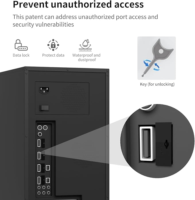 24PCS USB Metal Port Lock Blocker with 2 Keys - Secure USB-A Port Protector for PC/Laptop, Anti-Theft Data Security Lock, Dust & Moisture Proof Cover, Removable Type-A Connector Black