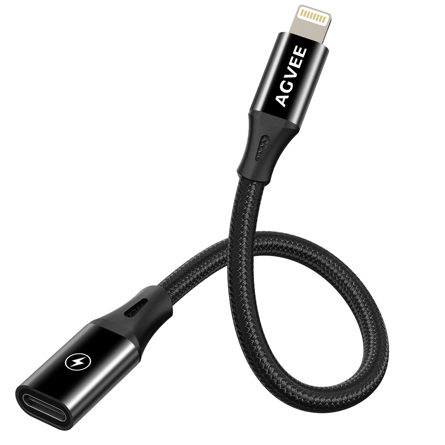 AGVEE 2 Pack 4 Inch USB-C Female to Lightning Male 30W Charging Adapter