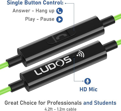 LUDOS Ultra USB C Headphones for iPhone 16 15 Pro Max Plus iPad Pro, 5 Years Warranty, Magnetic USB-C Earbuds for Samsung Galaxy S24 S23 Ultra S22 S21 FE S20 A55 A54 A53, USB Type C Earphones - Green