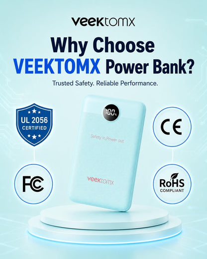 VEEKTOMX 10000mAh Mini Power Bank, 22.5W Fast Charger for iPhone Android