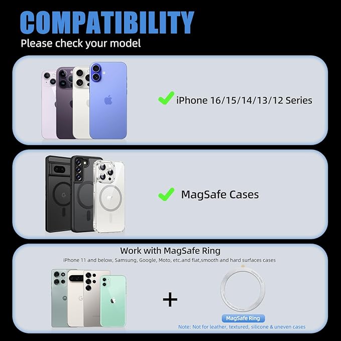 Magnetic Tripod for iPhone, Aluminium Phone Tripod Stand Compatible with Magsafe iPhone 16/15/14/13/12 Series, Foldable Strong Magnetic Phone Stand & Portable Phone Holder, Black