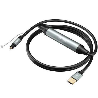 Adoreen Unidirectional USB A 2.0 to Toslink Digital Optical Audio Cable 15 Ft, USB Male to SPDIF Port Male Fiber Optic Adapter, for Windows Mac PS5/PS4 Laptop, NOT for TV-NOT Toslink to USB-A