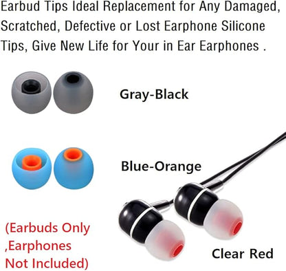 Silicone Earbud Tips Earbuds Replacement Ear Tips Gels Bud for Popular in-Ear Headphones Other Inner Hole from 3.8mm - 5.1mm Earphones 9 Pairs S/M/L