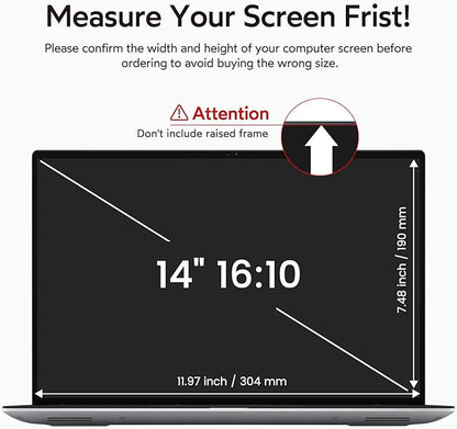 BERSEM 14 Inch Laptop Privacy Screen for 16:10 Ratio Computer Monitor, Removable Anti Glare Blue Light Filter for Laptop Privacy Screen 14 inch, Anti-Spy, Anti-Scratch, UV-Blocking