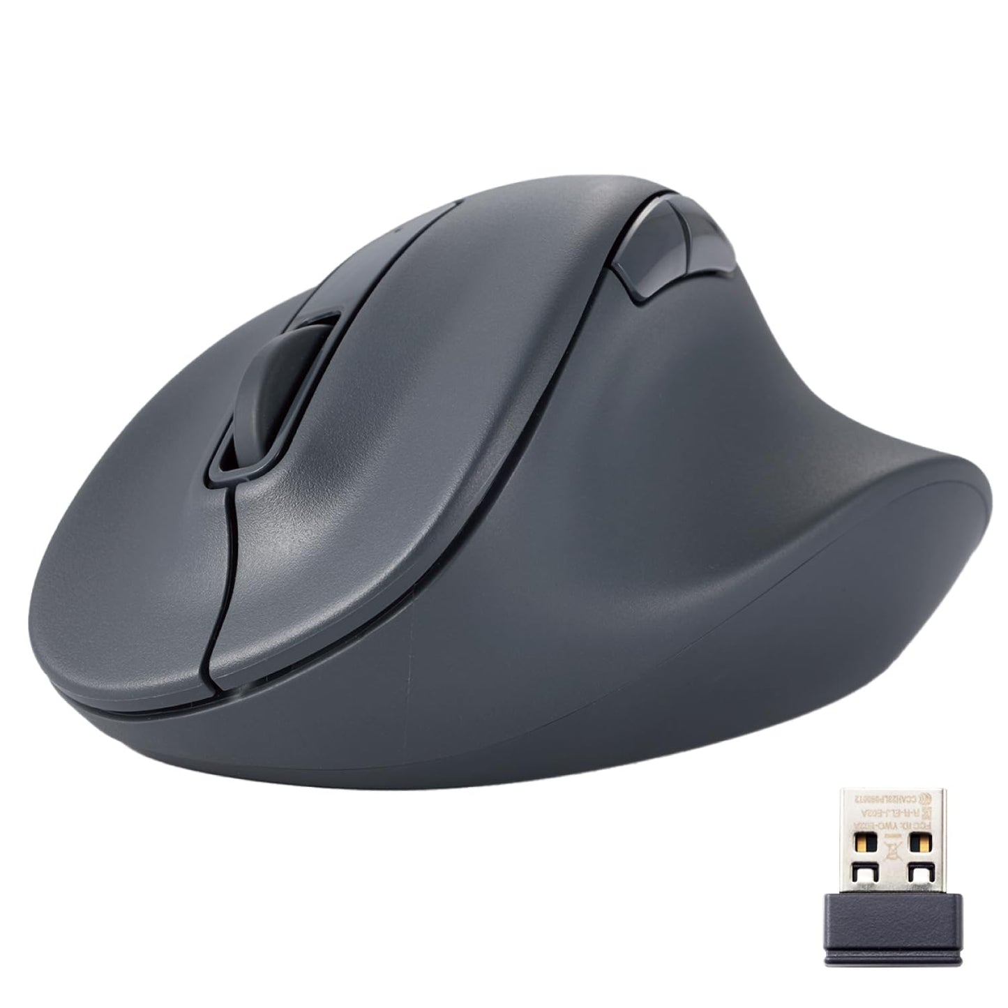 ELECOM Wireless Ergonomic Shape Mouse, 2.4GHz with Mini USB Receiver, Silent Click, Right Hand 2000DPI, 5 Buttons, Optocal Sensor, Compatible with PC, Mac, Laptop, EX-G, Lsize Black (M-XGL30DBSKBK)