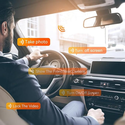 Mirror Dual Dash Camera,4K and 1080P Dash Cam with Voice Control Rear View Mirror Camera and WiFi,GPS Dashcam for Cars with WDR Night Vision, G-Sensor, 24 Parking Monitor ABS (Include 64FGB Card)