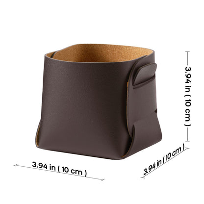 HOMIEAZICOZI 2-Pack Cork Leather Desk Accessories Storage - Pencil Pen Holder - Makeup Brush Holder Organizer - Stylish Addition to Home Decor (Coffee)