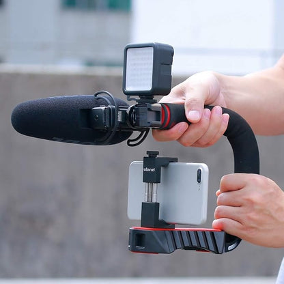ULANZI U-Grip Pro Handheld Video Rig Steadicam with Triple Cold Shoe, Stabilizing Handle Grip Compatible for iPhone 16 15 14 13 12 Pro Max Xs 8 7 plus Action Camera 13 10 Canon Nikon Sony DSLR Cameras
