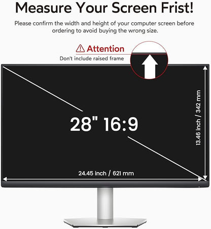 BERSEM 28 Inch Monitor Computer Privacy Screen Filter for 16:9 Ratio Removable Monitor Anti-Glare & Privacy Filters for 28 Inch, Anti Blue Light, Anti-Spy, Anti-Scratch, UV-Blocking